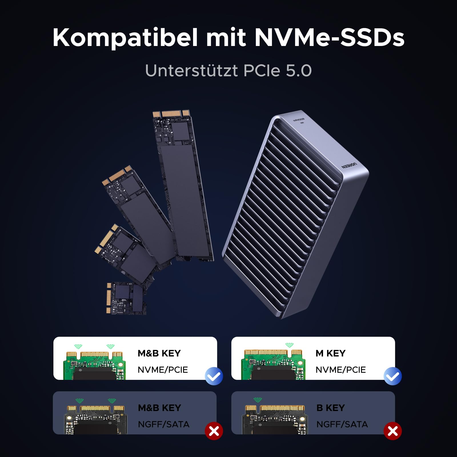 80Gbps M.2 NVMe SSD Gehäuse mit USB-C, kompatibel mit Thunderbolt 5/4 und USB4, bis zu 7000 MB/s