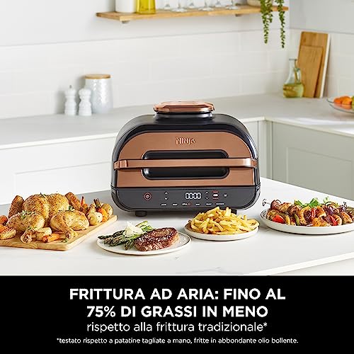 Ninja Foodi MAX Griglia Friggitrice ad Aria con Termometro Sonda Digitale e Spiedi, 3,8 l, 6 in 1, Griglia, Frigge, Arrostisce, Parti Lavabili in Lavastoviglie, Rame/Nero, Esclusiva Amazon, AG551EUCP : Amazon.it: Casa e cucina
