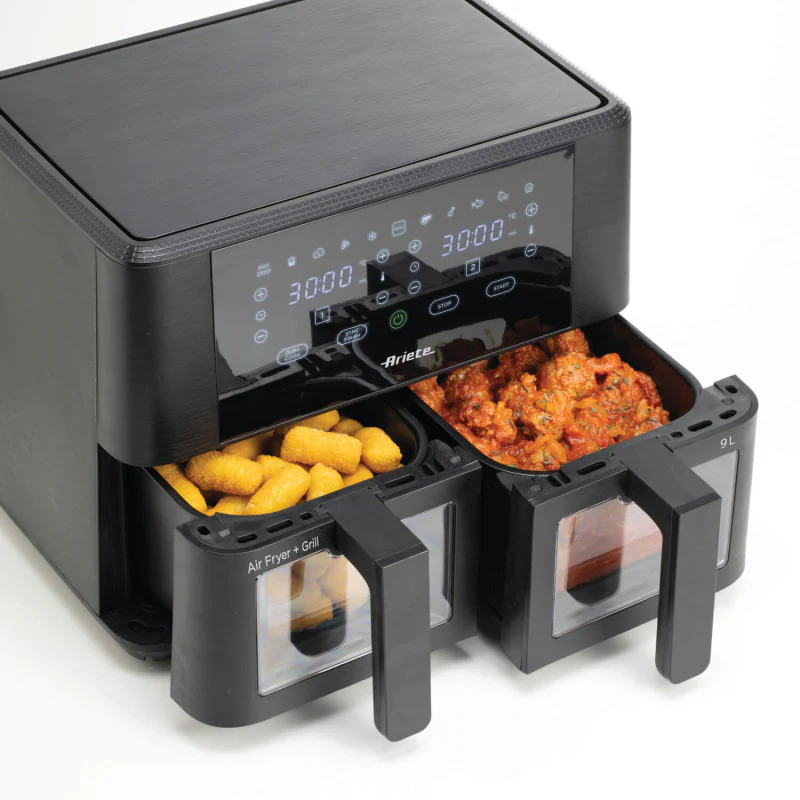 Friggitrice ad aria Doppia 9L 2400W - 11 programmi - Multifunzione - Nero
