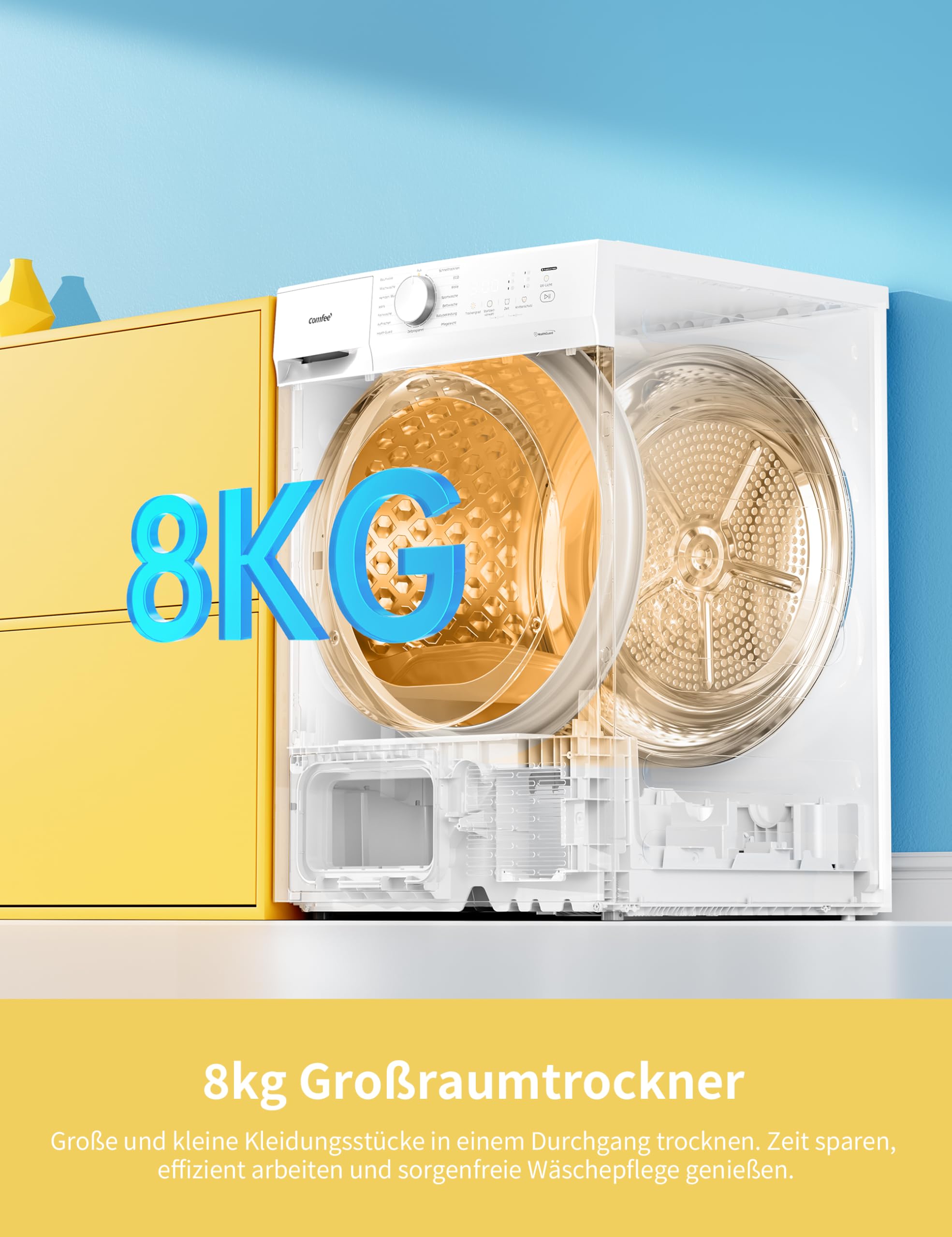 Wäschetrockner CD08EHP05W 8 kg Wärmepumpentechnologie Energieeffizienzklasse D Weiß UV-Licht 30 Min Schnelltrocknen