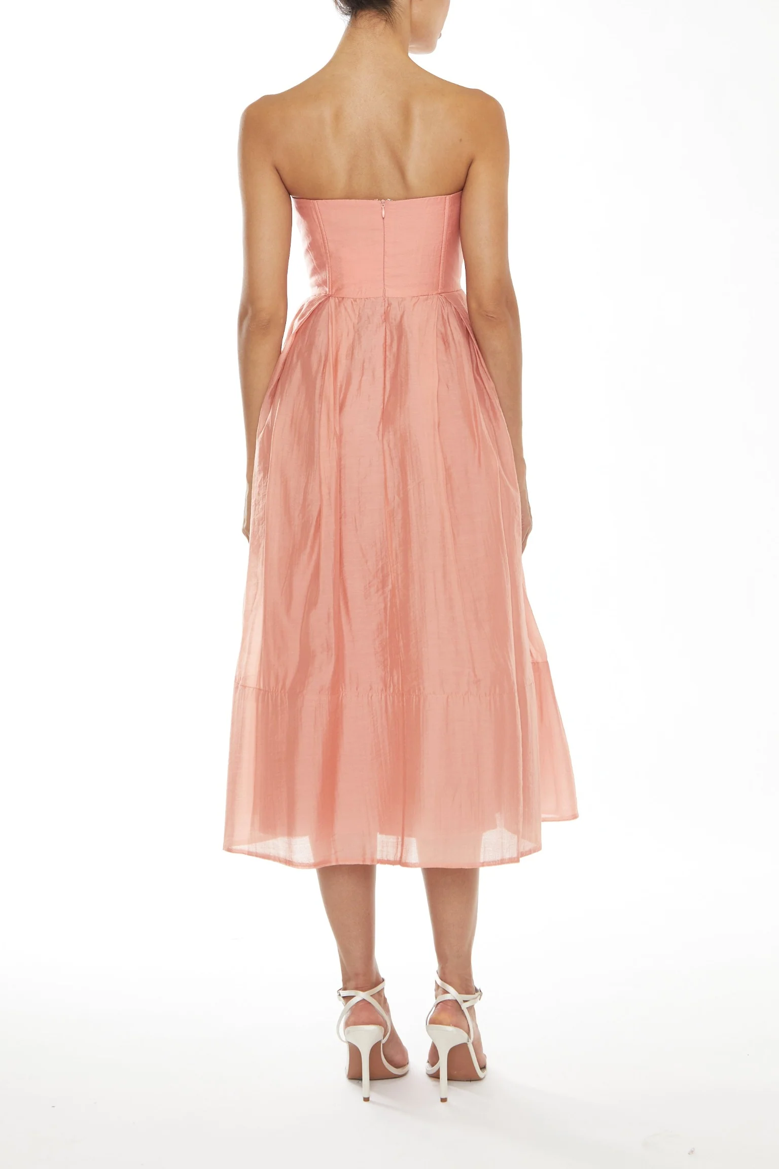 Ella Peach Bandeau Deep Hem Midaxi Dress