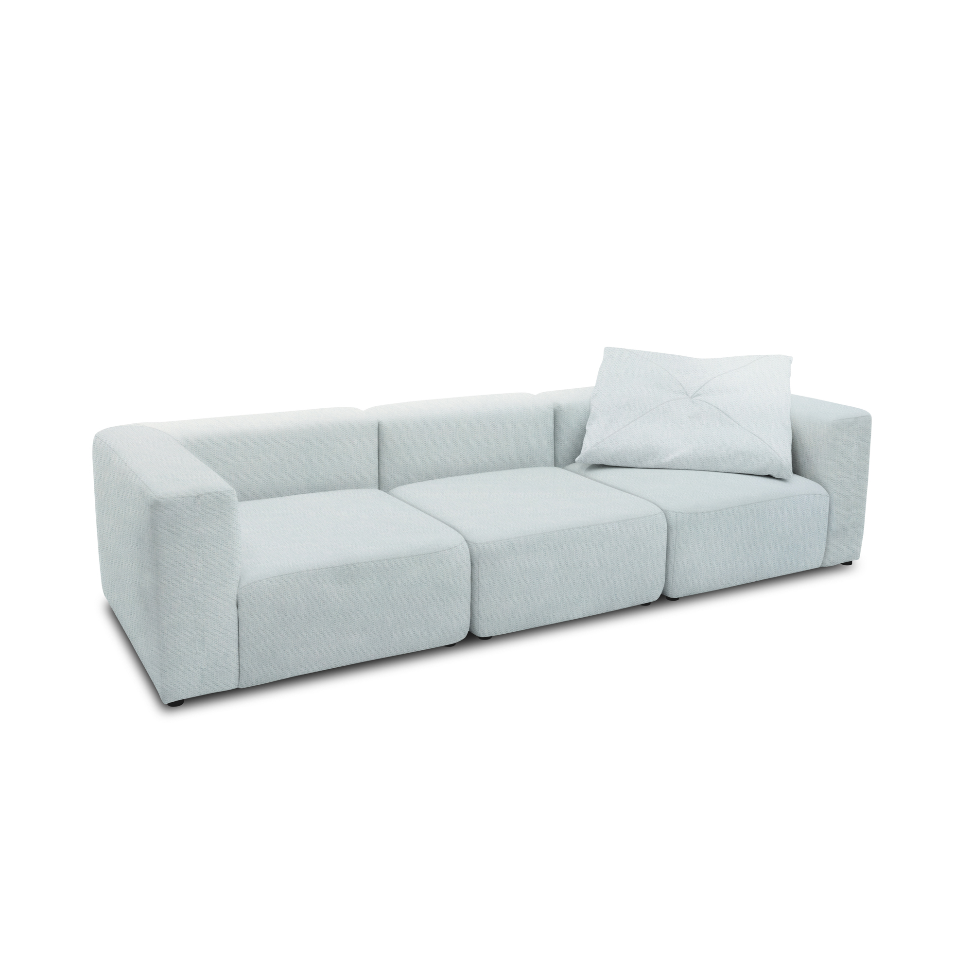 Sofa 800013, 3-Sitzer Garnitur, rechteckig, 3er Couch, 301 x 108 x 69 cm (BxTxH), Hellgrau