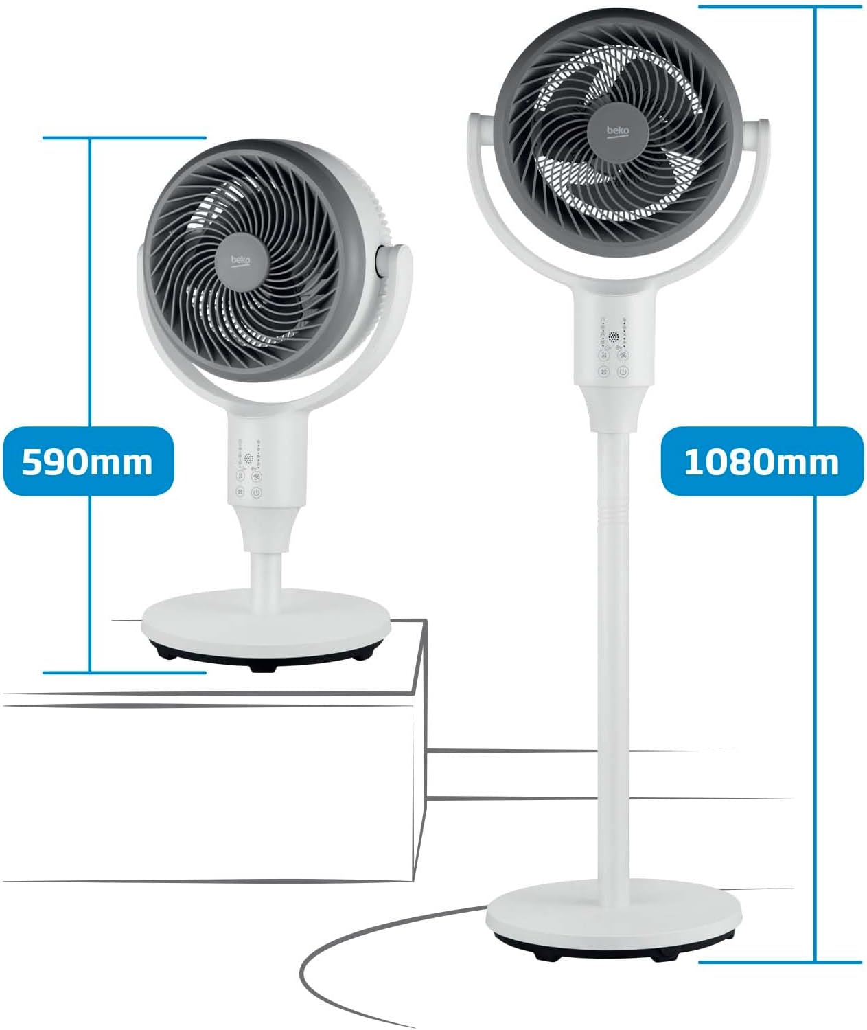 Beko - EFS5100B - Pedestal Fan, 45 W, 3 Speed, Adjustable Height and Tilt - Black, 45.2 x 40 x 135 cm