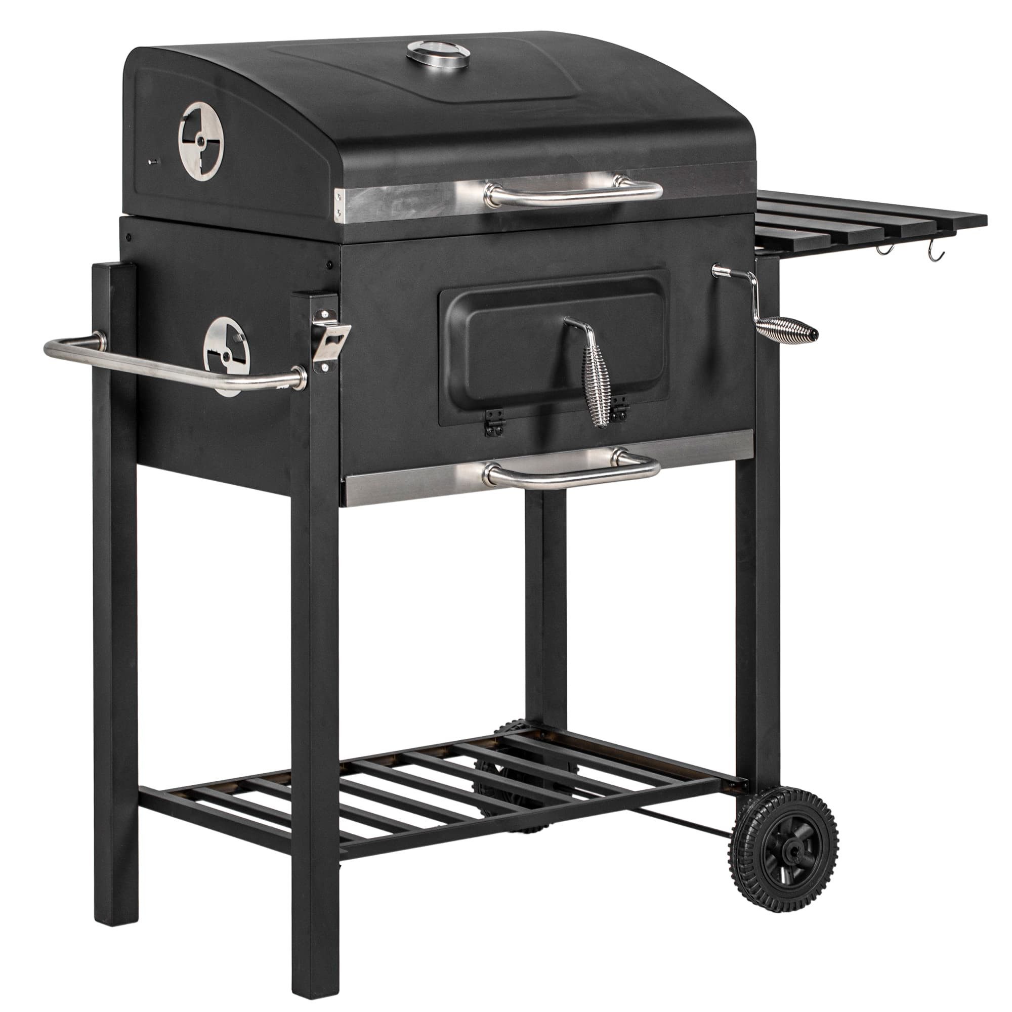 Standgrill Grillwagen Holzkohlegrill BBQ Standgrill Edelstahl,113x65x108cm