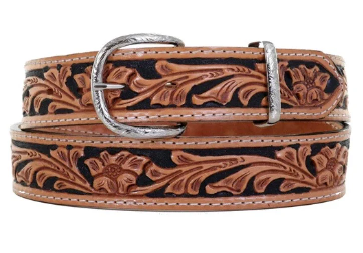 Double J Saddlery - Natural Floral Tooled Belt