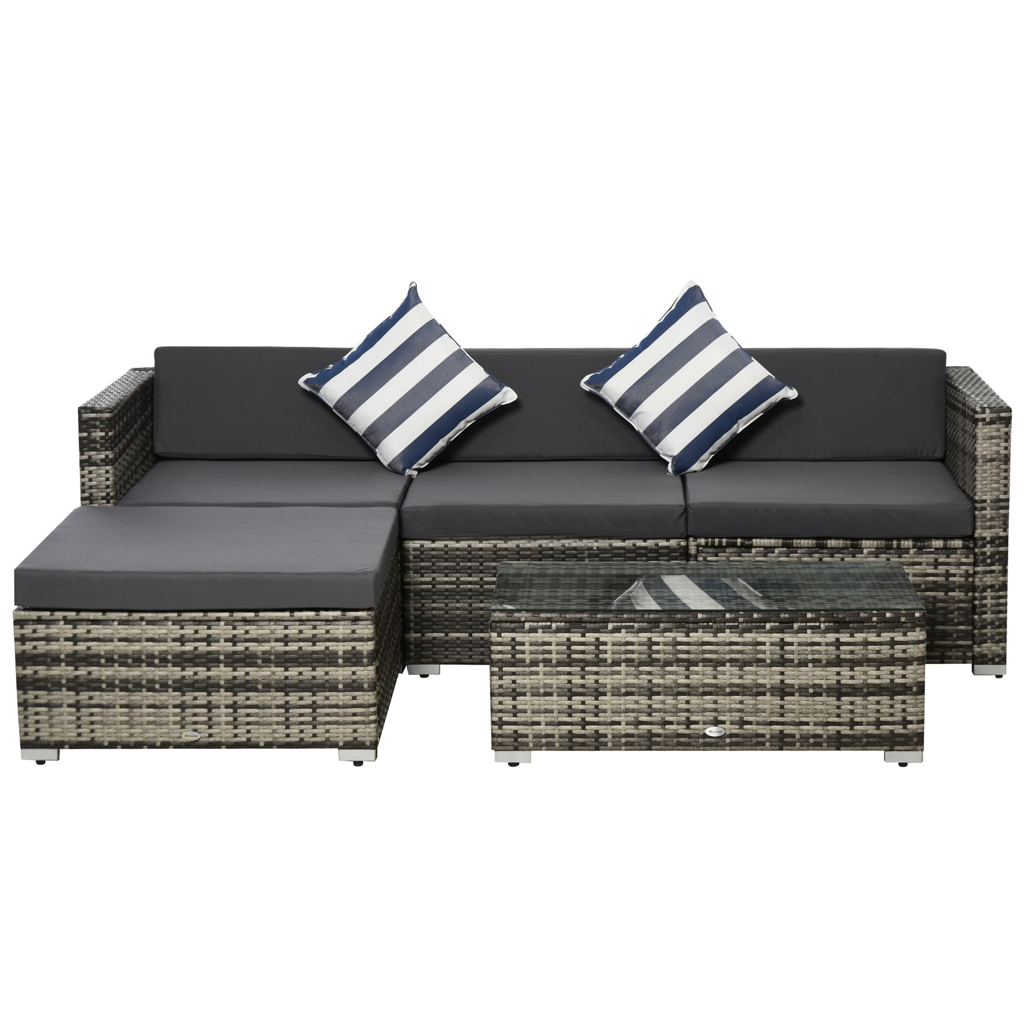 outdoor bankstel van 5 met bijzettafel in rotan look