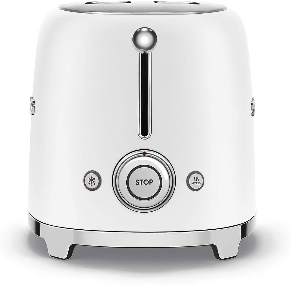 Smeg, 2x2 TSF01CREU -Toaster, 2 Schlitze für 2 Scheiben, 6 Vergoldungsniveaus, Heizfunktion, Abtau- und Bagel- Funktion, Sammelschublade, 950W, Creme