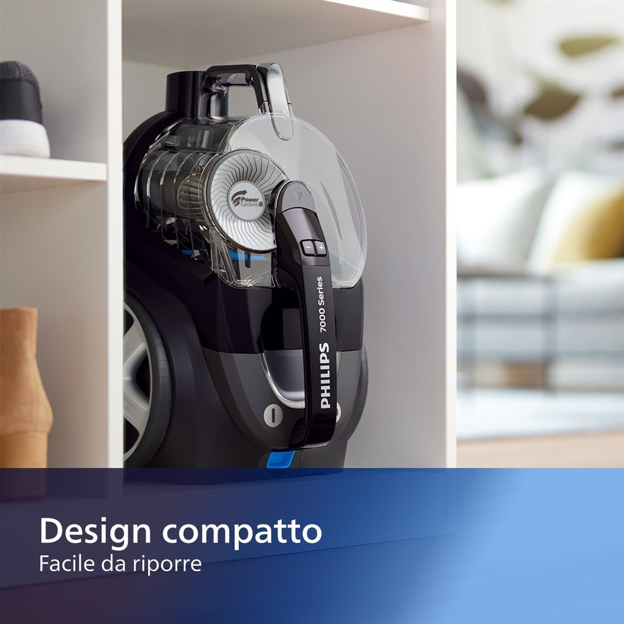 Aspirapolvere senza sacco Series 7000 - Aspirapolvere da 900 W con filtro Allergy H13 e ugello TriActive+ (FC9741/09), nero