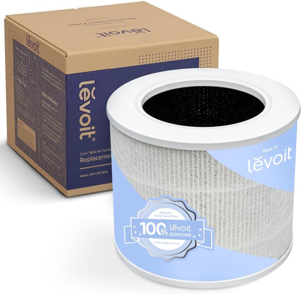 LEVOIT Purificatore d'Aria con Filtro HEPA, 7 Watt, Risparmio Energetico, 3 Velocità Contro Muffe, Polvere, Peli di Animali Fino a 0,3 μm Allergie, in Camera da Letto, 25 dB, Bianco