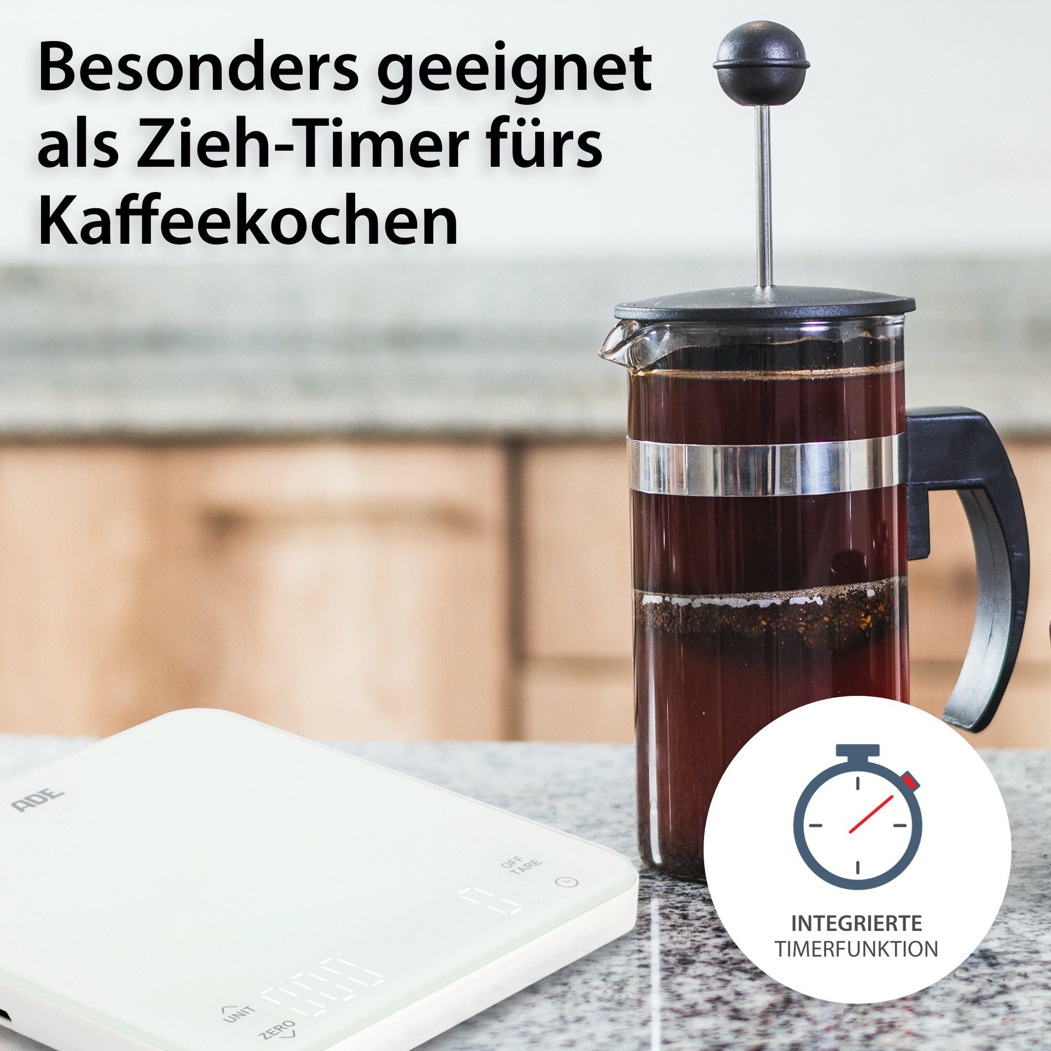 Küchenwaage KE2100 Digitale Waage mit Akku (Aufladen per USB-Kabel)