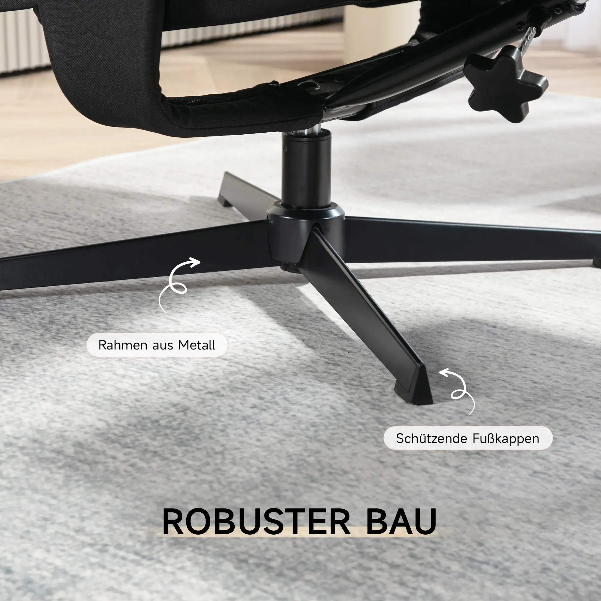 HOMCOM Relaxsessel mit Hocker & Liegefunktion Schwarz