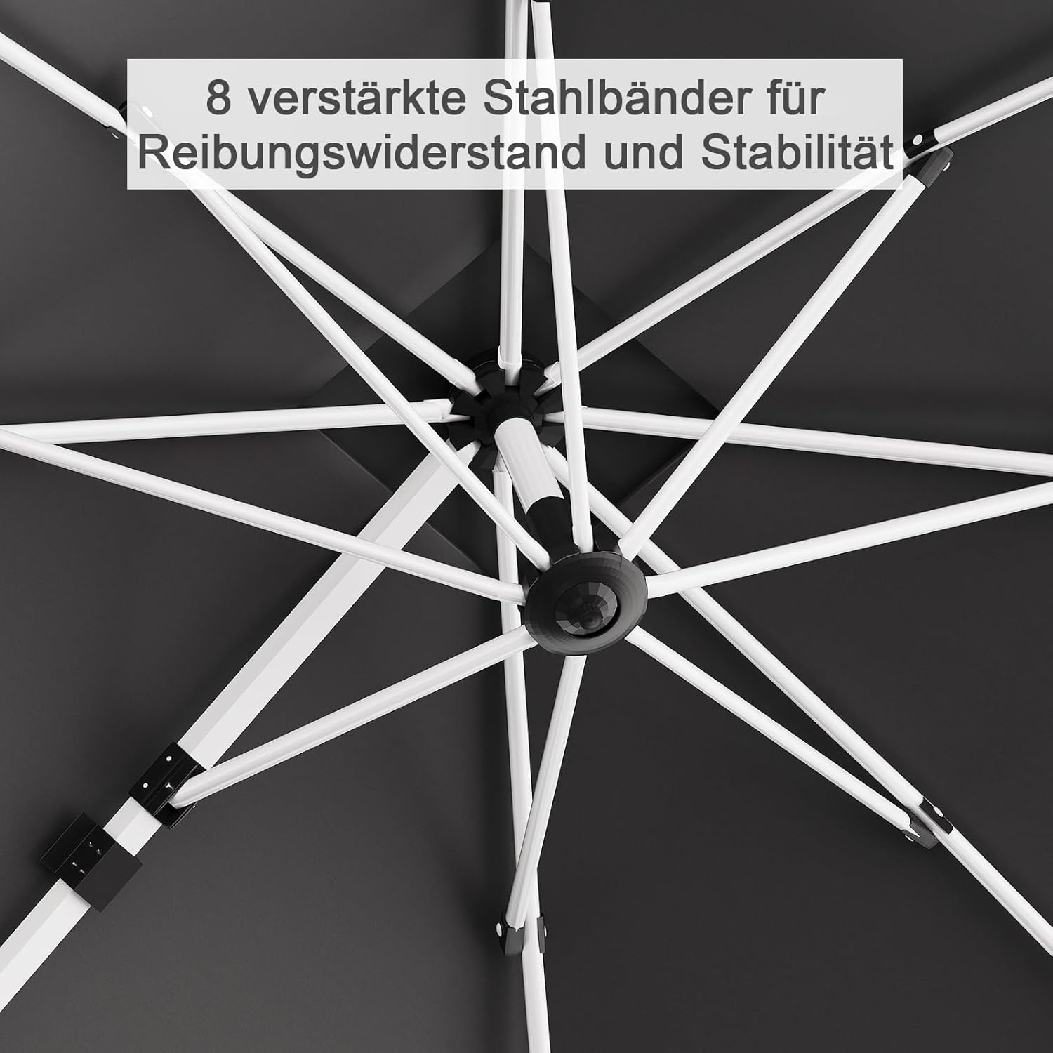 Devoko Sonnenschirm mit Schirmständer 300x400x260 cm, Ampelschirm mit Ständer, Wasserabweisend Gartenschirm mit Doppeldach und Kurbel,Sonnenschutz UV50+,360°Rotation,Antioxidative