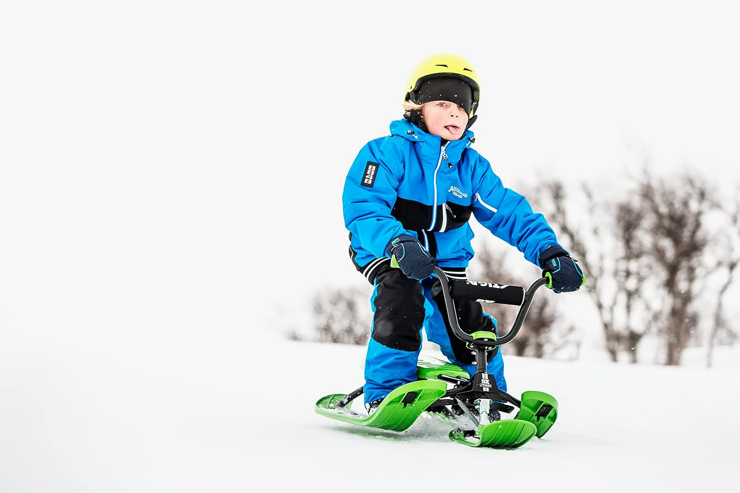 STIGA Snowracer Curve SX – Robuster Schlitten mit BMX-Lenker, Stahlrahmen, Bremse und Zugseilwinde – Lenkschlitten für Kinder ab 7 Jahren und Erwachsene, Max. 90 kg