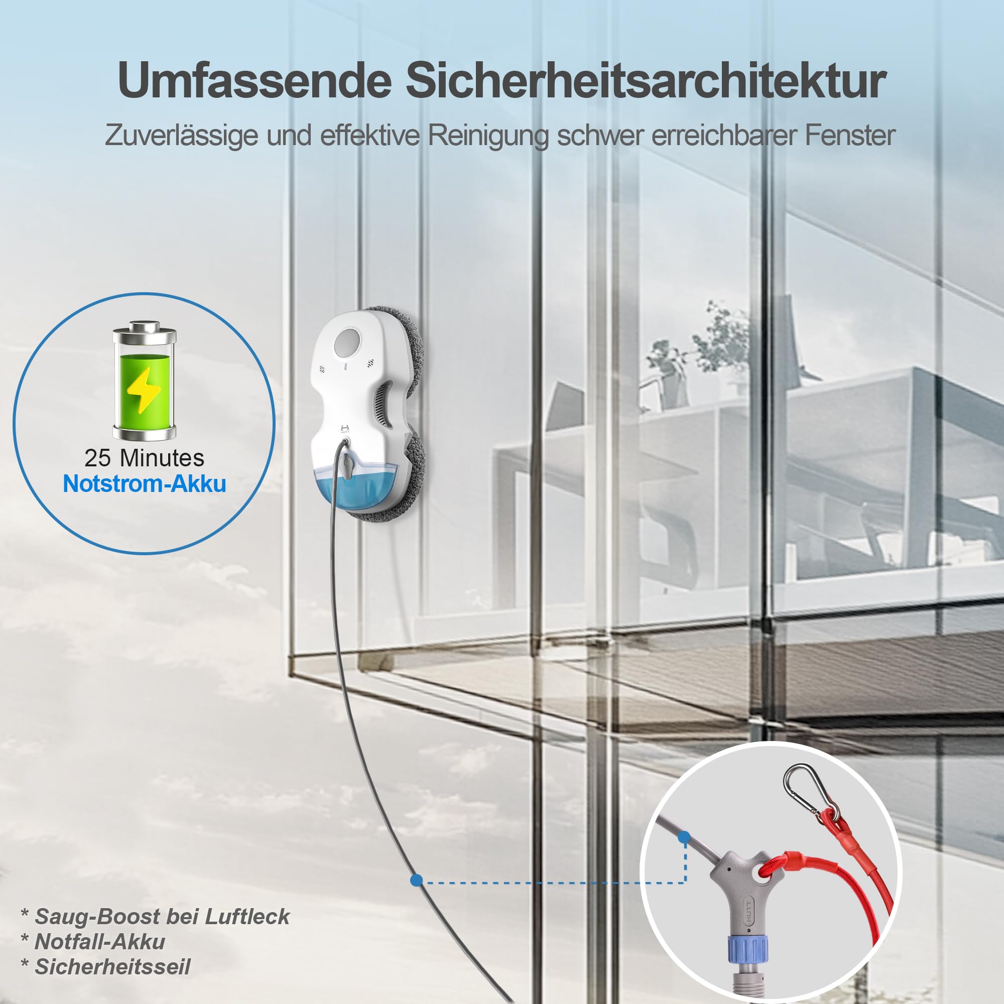 Fensterputzroboter S7 mit aktiver Sprühfunktion und 6500 Pa Saugkraft, inkl. Aufbewahrungsbox und Fernbedienung