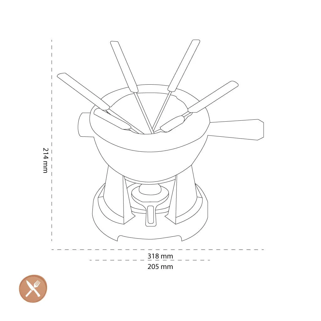 Le Creuset - Set fonduta, adatto anche per formaggio, colore ciliegia 20 cm 2 l