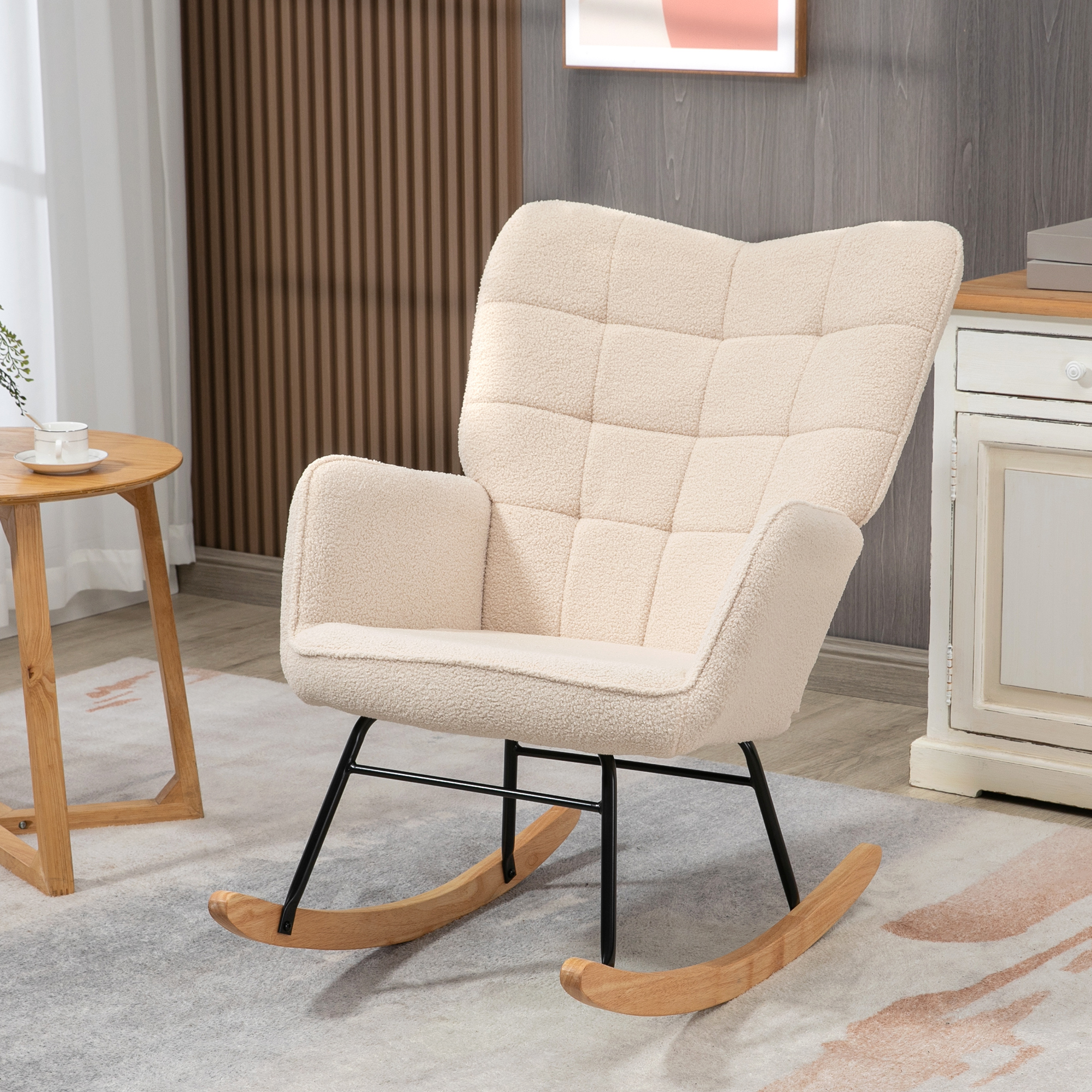 schommelstoel accentstoel tot 120 kg, polyester, beige