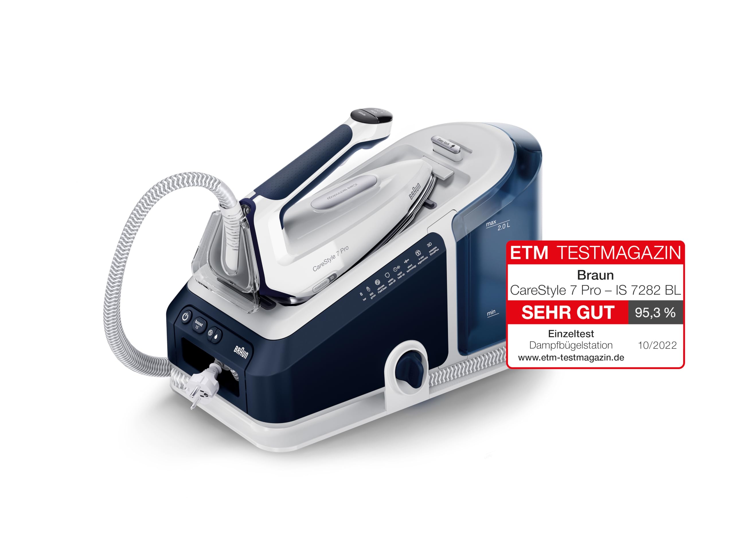 Dampfbügelstation CareStyle 7 Pro IS 7282 2700 W 600 g/min Dampfstoß 2 l Wassertank FreeGlide 3D Bügelsohle iCare