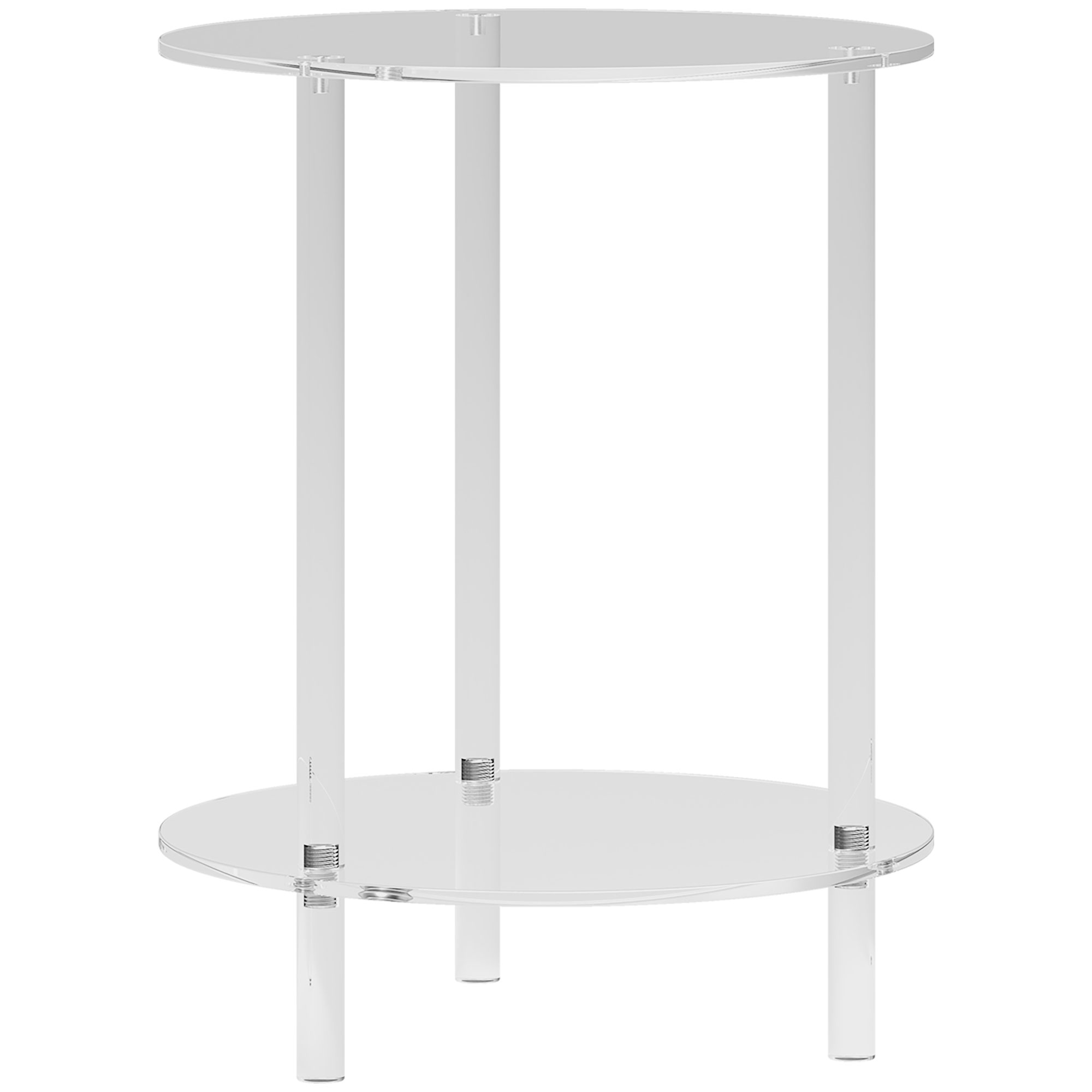 HOMCOM Niedriger Runder Tisch mit 2 Ebenen aus Acryl für den Innenbereich, Ø40x50 cm, Transparent