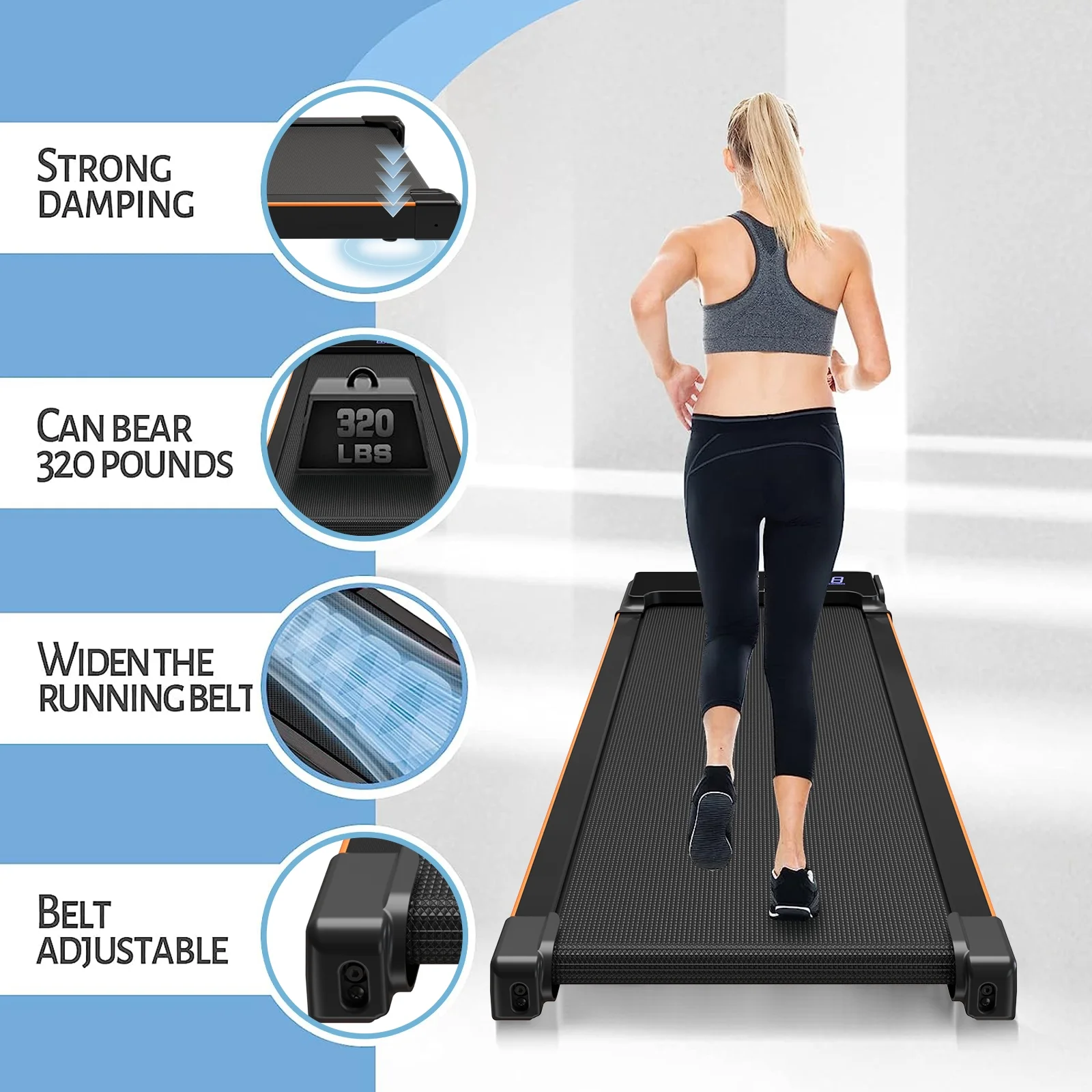 CoolHut Walking Pad Under Desk, 2 in 1 Portable Folding Treadmill for Walking, Running and Home Office Use, 2.5HP Low Noise Motor, LED Display, and Remote Control, Black