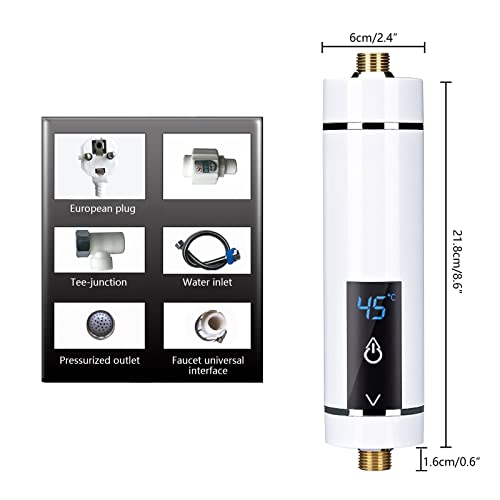 Mini Scaldacqua Istantaneo, Scaldabagno Elettrico Istantaneo Riscaldamento dell'acqua Tankless per Bagno Cucina, Display della Temperatura a LED, 220 V, 3500 W : Amazon.it: Fai da te