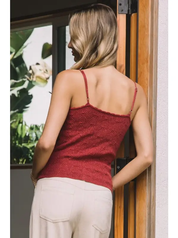 Burnt Sienna Pointelle Knit Scallop