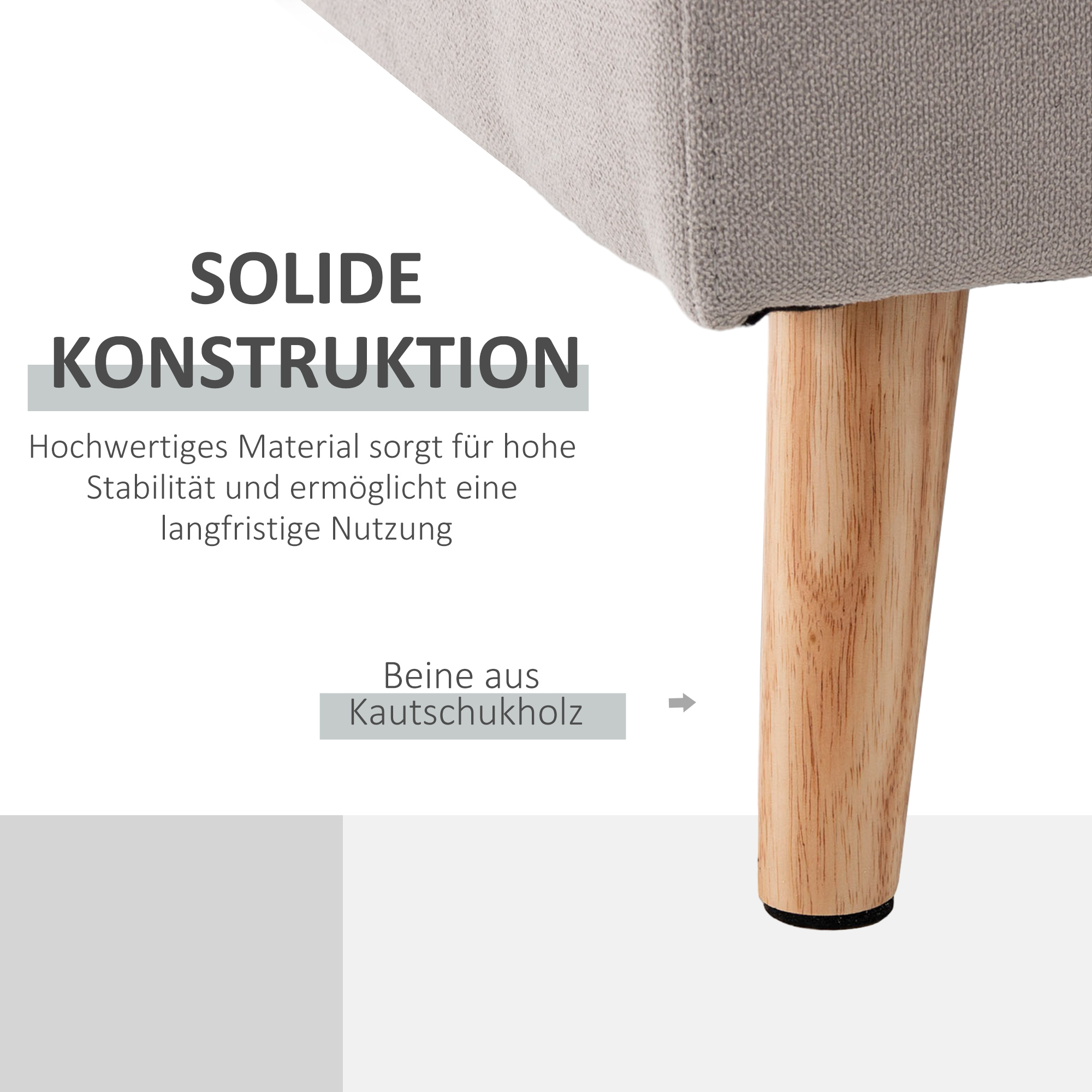 3-zits hoekbank, linnenlook, omkeerbare chaise longue, 193x136x85 cm, lichtgrijs