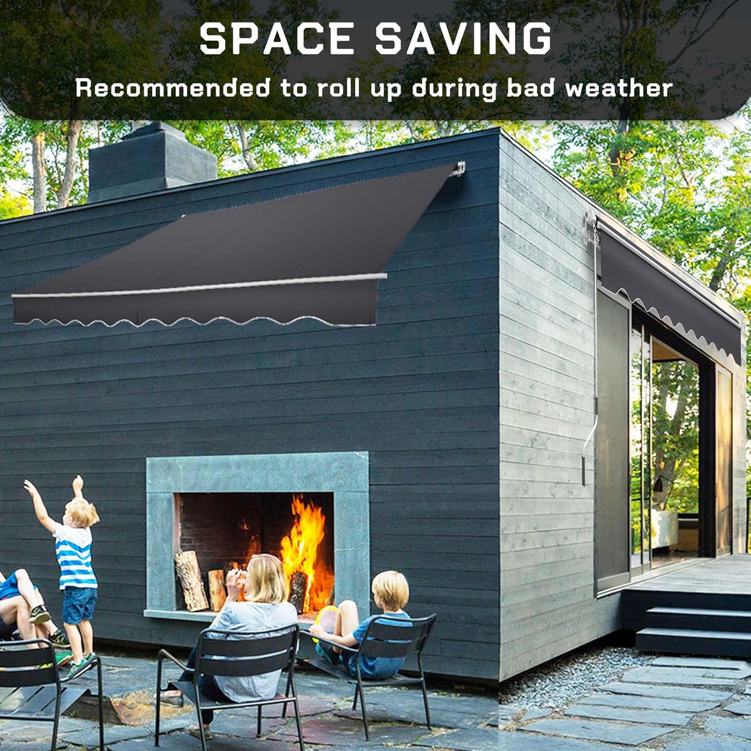 Gelenkarmmarkise 3m Sonnenschutz Markise für Balkon & Terrasse – Wasserabweisend, Robustes Markisentuch, Aluminiumrahmen – Höhenverstellbare Sonnenmarkise mit Handkurbel für optimalen Schatten