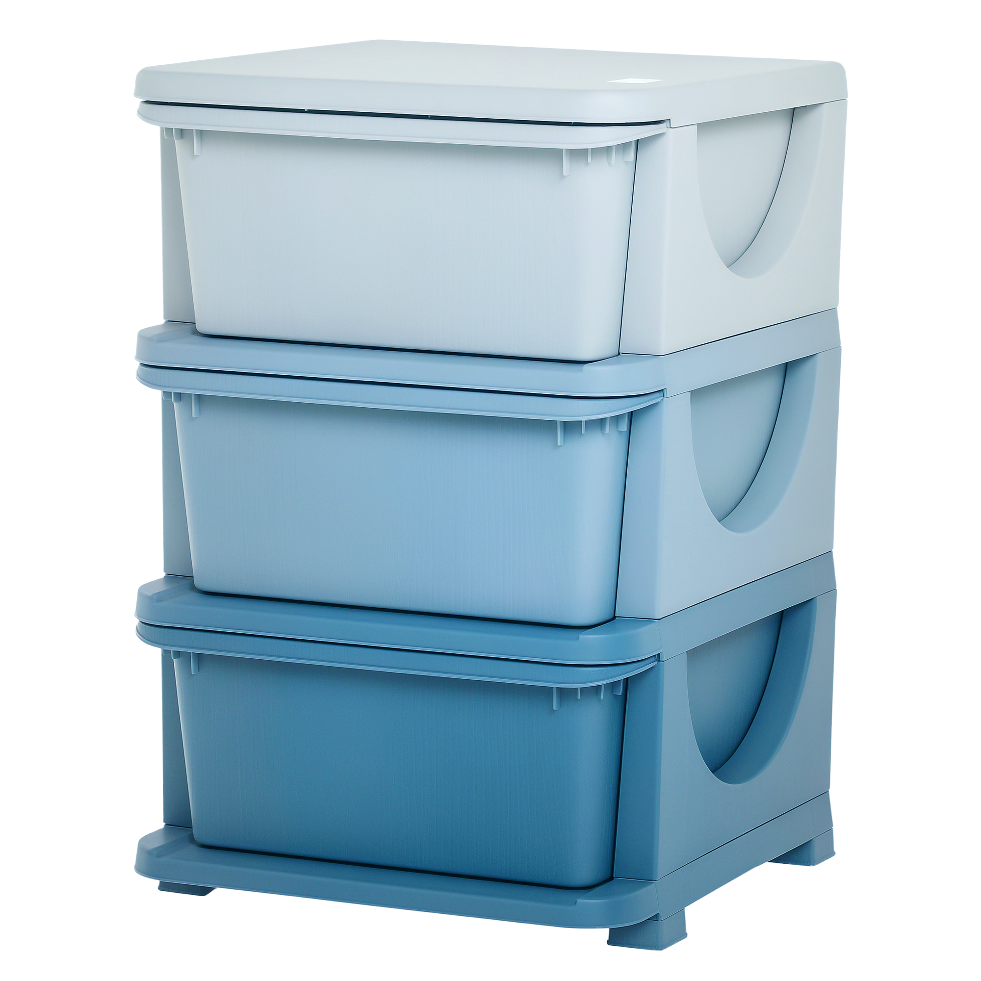 HOMCOM Aufbewahrungsboxen für Kinder, 3 Schubladen, abgerundete Kanten, erhöhtes Design, 37x37x56,5 cm, Blau