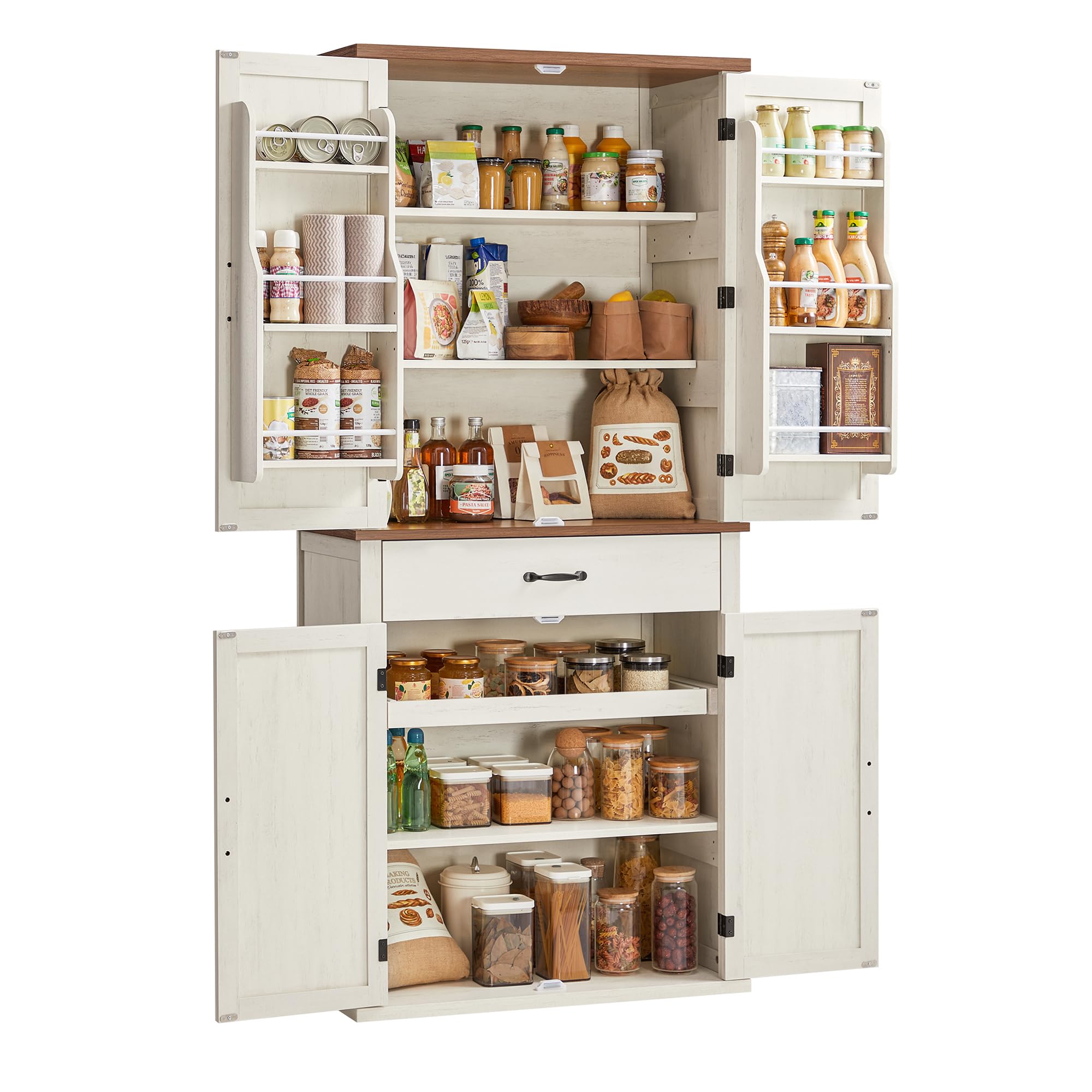 VASAGLE Küchenschrank Mehrzweckschrank freistehend 80 x 39.5 x 178.6 cm mit Türen und Regalen für Küche