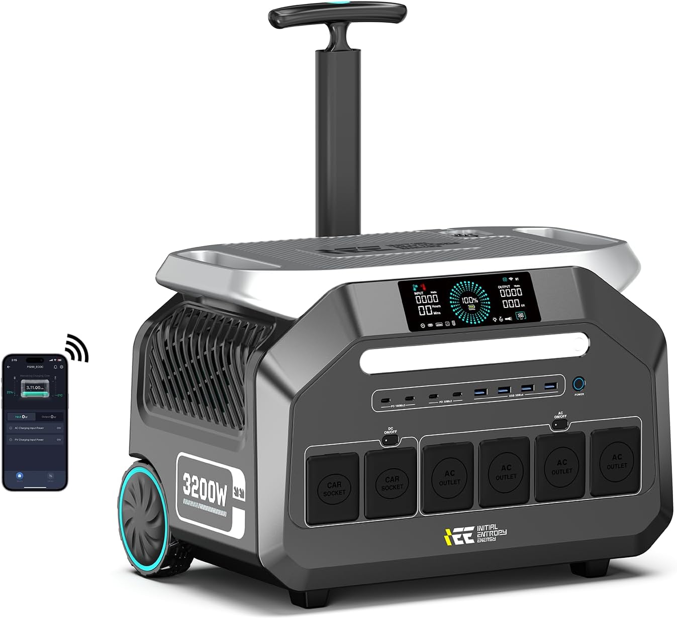 IEE 3200W Portable Power Station P3200  2048Wh Solar Generator  1800W AC Charging & 1000W Solar Charging  LiFePO4 Battery Generator for Home Backup  Camping  RV  Emergencies (P3200 Power Station)