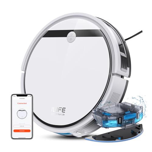 ILIFE Robot Vacuum and Mop Combo, V3s Pro Upgraded, Compatible with 2.4GHz WiFi/Alexa/Google, 120mins, 3000Pa, 2 in 1 Mopping Robotic Vacuum Cleaner, Path Route, for Pet Hair, Hard Floor, Carpet (V3x)