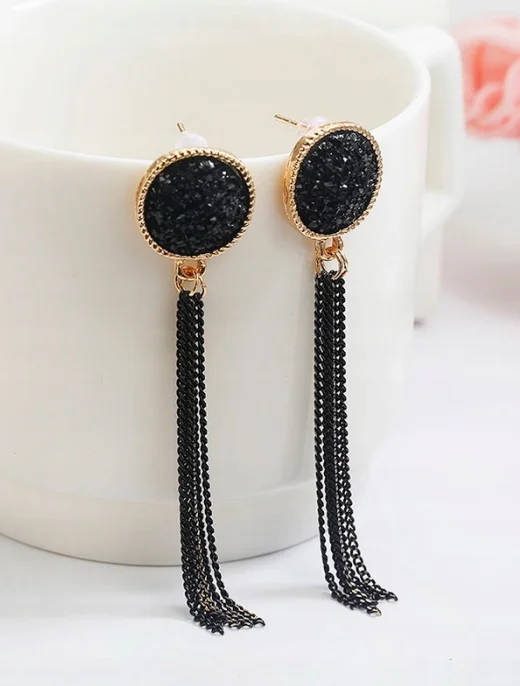 Náušnice Black Tassel Elegance – Eurocharms