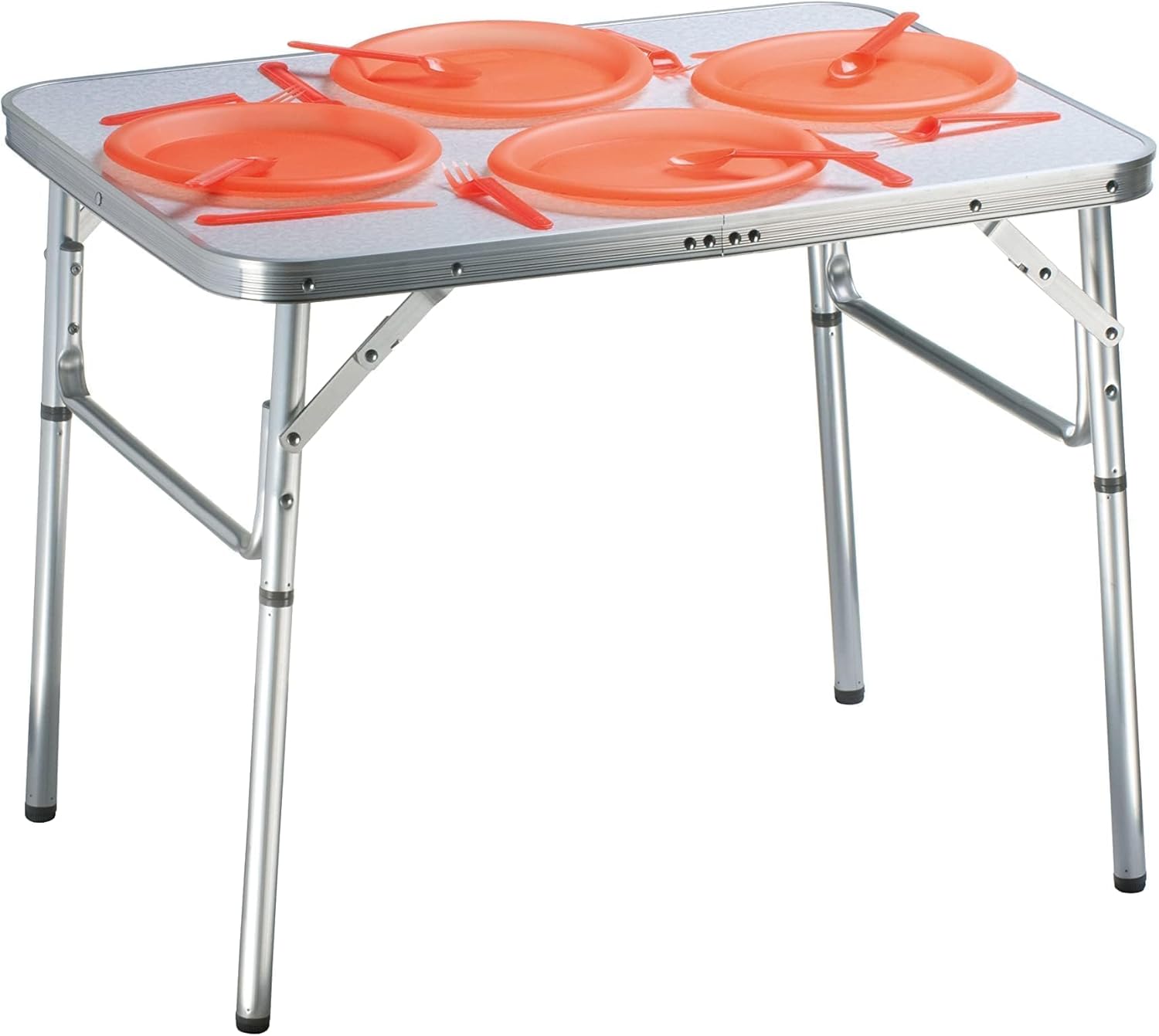 Camp Active 44756 - Tavolo Pieghevole, Regolabile in Altezza, Alluminio/Plastica, Argento, 75 x 55 x 25 - 59 cm