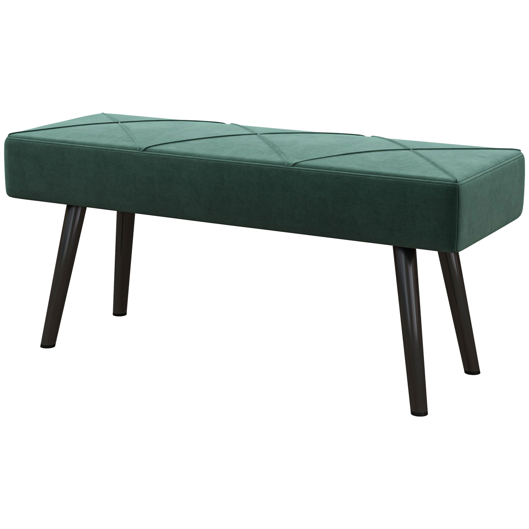 HOMCOM Sitzbank Polsterbank Bettbank, Samtoptik, 100 x 36 x 45 cm, Grün