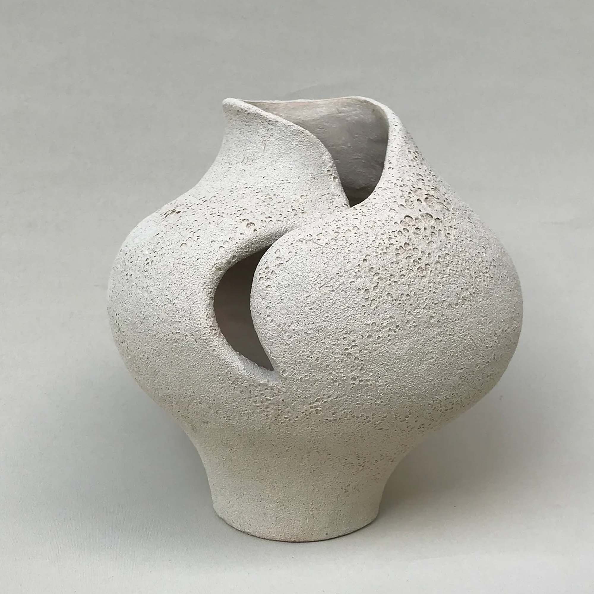 White Moon Textured Ceramic Vase
