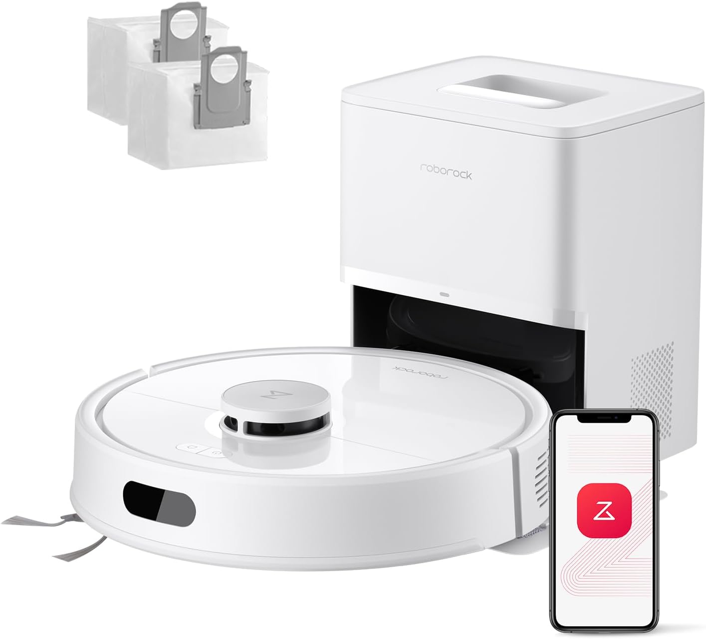 roborock Q7 L5+ Set Robot Aspirapolvere con Stazione Svuotamento Automatico, 8.000 Pa, Quantità d'acqua Regolabile per il Lavaggio, Doppio Anti-groviglio, Auto Boost sui Tappeti, Nero