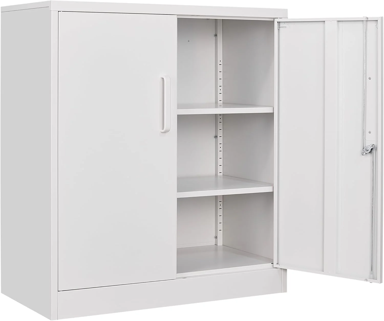 Metal Storage Cabinet with 2 Doors and 6 Shelves,Black Metal Cabinet with Lock,71