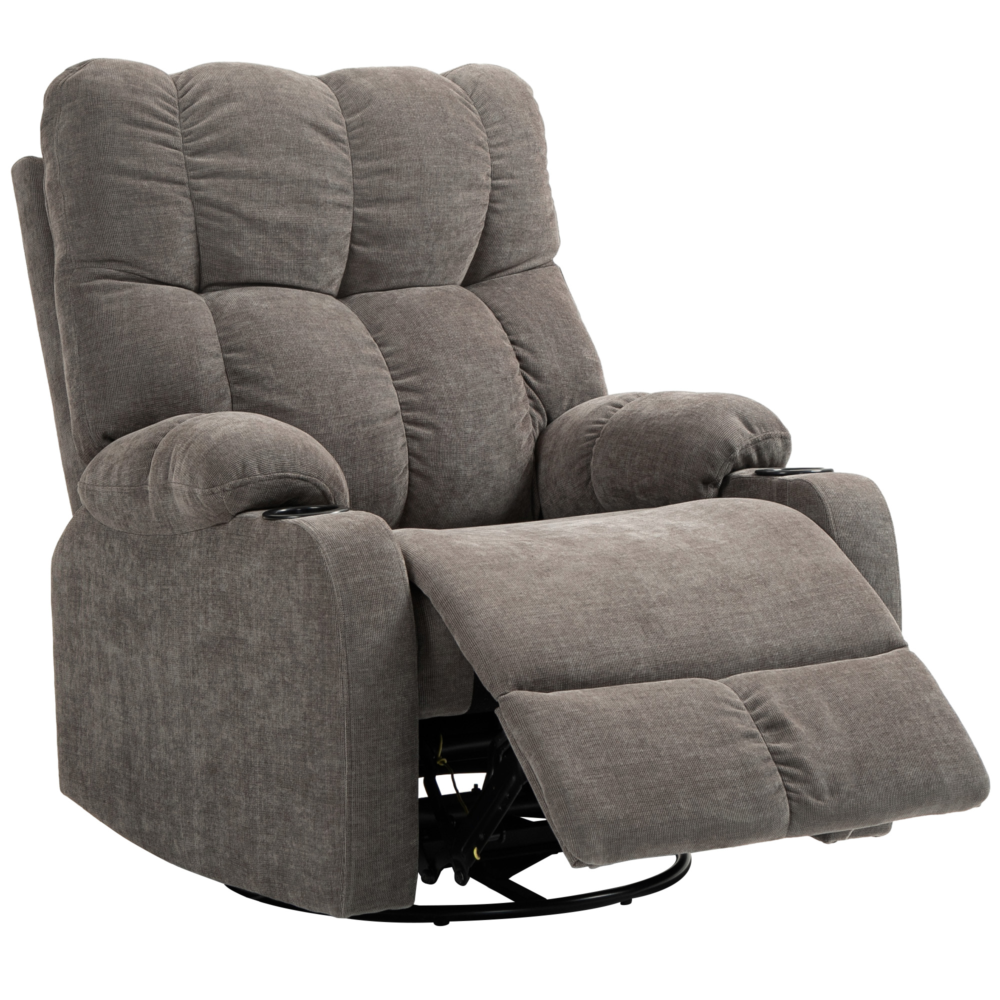 HOMCOM Relaxsessel mit Fußstütze, Loungesessel modern, drehbar, bis 150 kg, Stahlrahmen, 88x96x108cm, Hellbraun