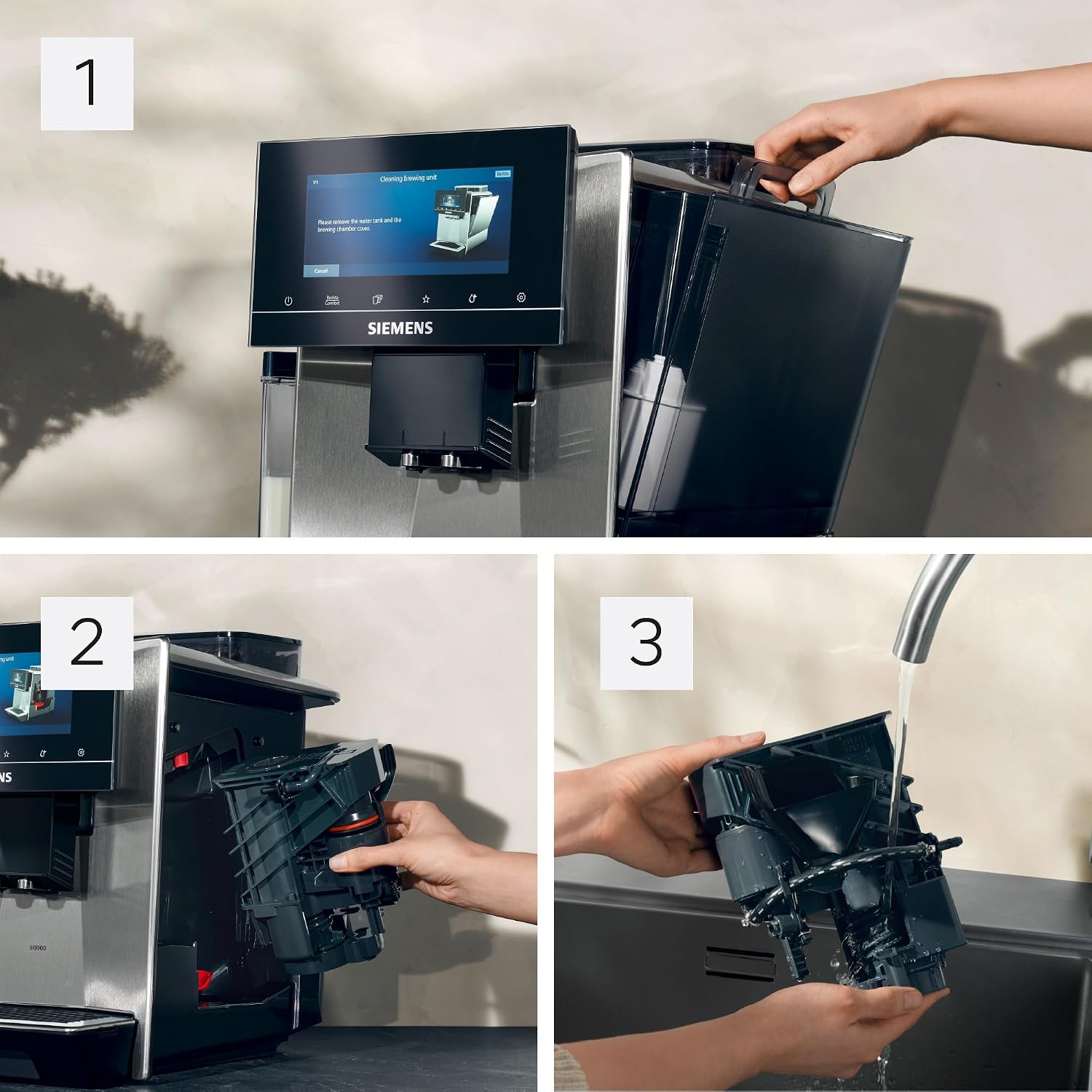 SIEMENS Macchina da caffè automatica EQ900 plus TQ903DZ3, pulizia automatica e decalcificazione, controllo app, display intuitivo, modalità barista, riduzione del rumore, smerigliatrice premiata, 1500