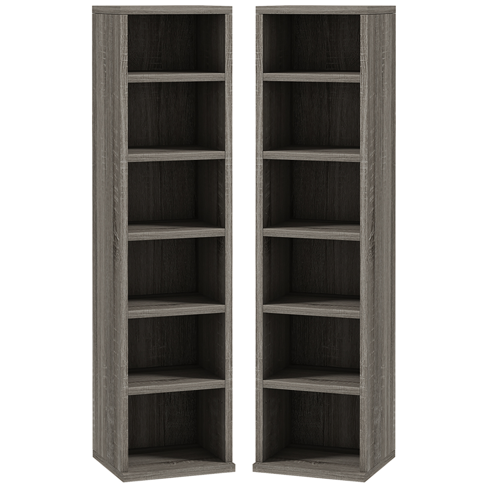 HOMCOM Set von 2 Säulengestell CD-DVD Aufbewahrungsschrank 12 Fächer 21 x 22,5 x 88,5 cm Kapazität 204 CD dunkelgrau