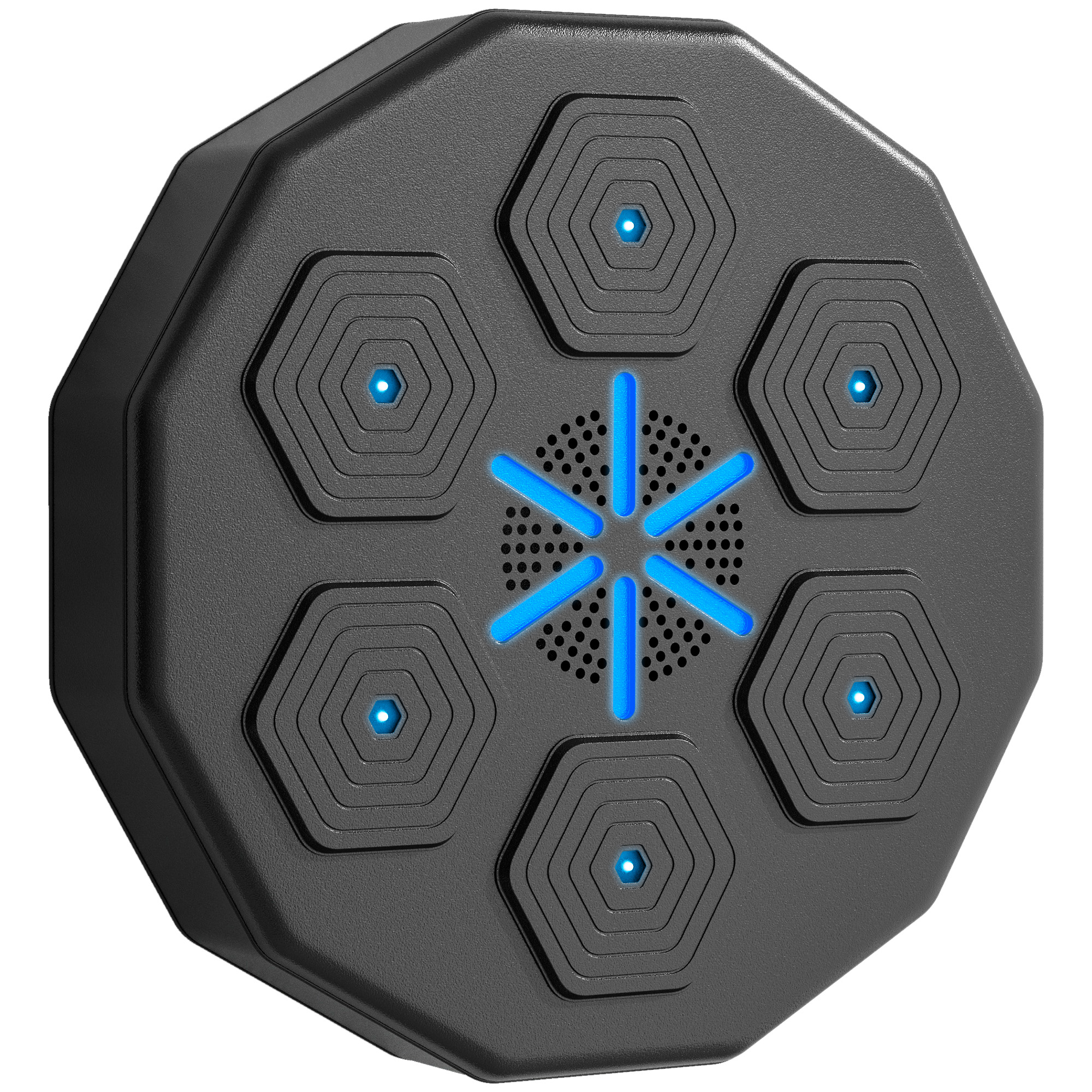 SPORTNOW Boxtrainer mit Musikfunktion, Bluetooth, leuchtende Punkte, Wandaufhängung, Kunstleder, Schwarz