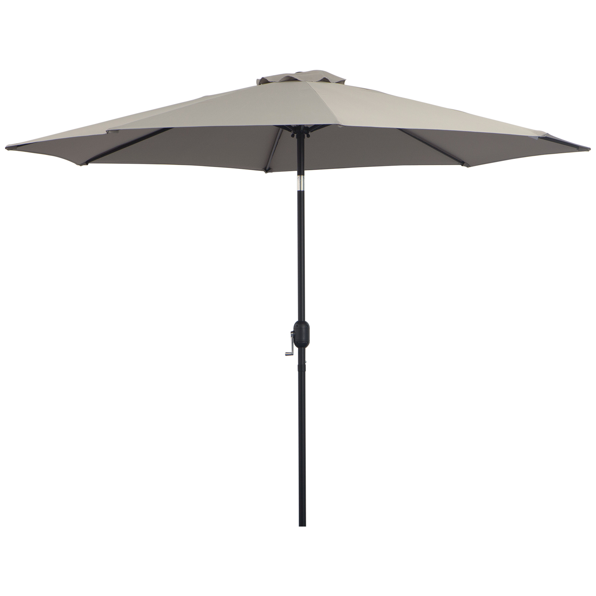 Outsunny Garten-Sonnenschirm, neigbarer Sonnenschirm mit einem Durchmesser von 3 m aus Metall, rund, Polyester 180g/m², neigbare Kurbel, Hellgrau