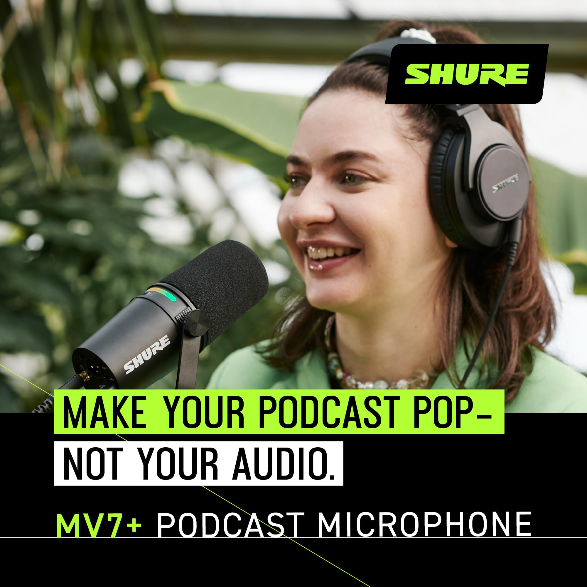 Dynamisches Podcast-Mikrofon MV7+ mit USB-C und XLR, Schwarz, inkl. USB-C-Kabel und Windschutz