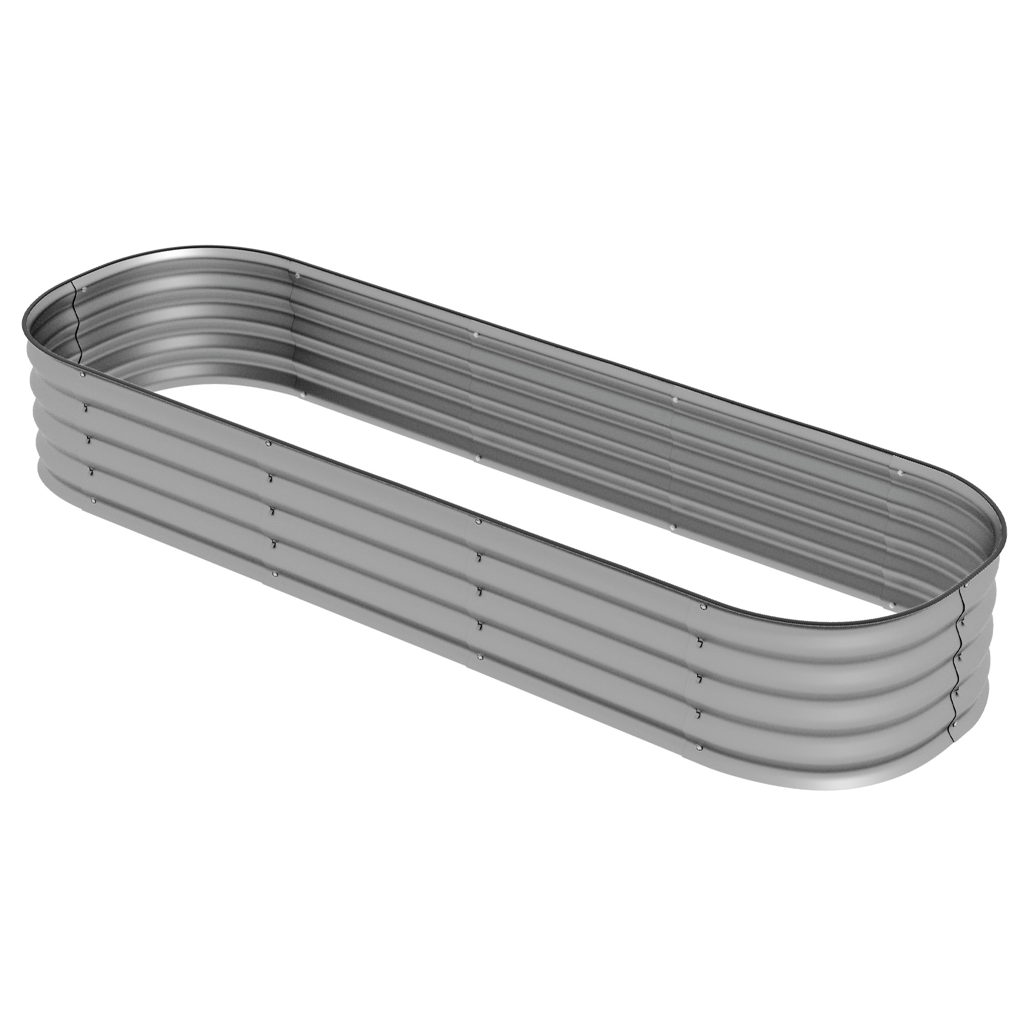 Outsunny Hochbeet Pflanzenbeet, modulares Hochbett, geschützte Kanten, Design ohne Boden,  195 x 62 x 30 cm, Silber