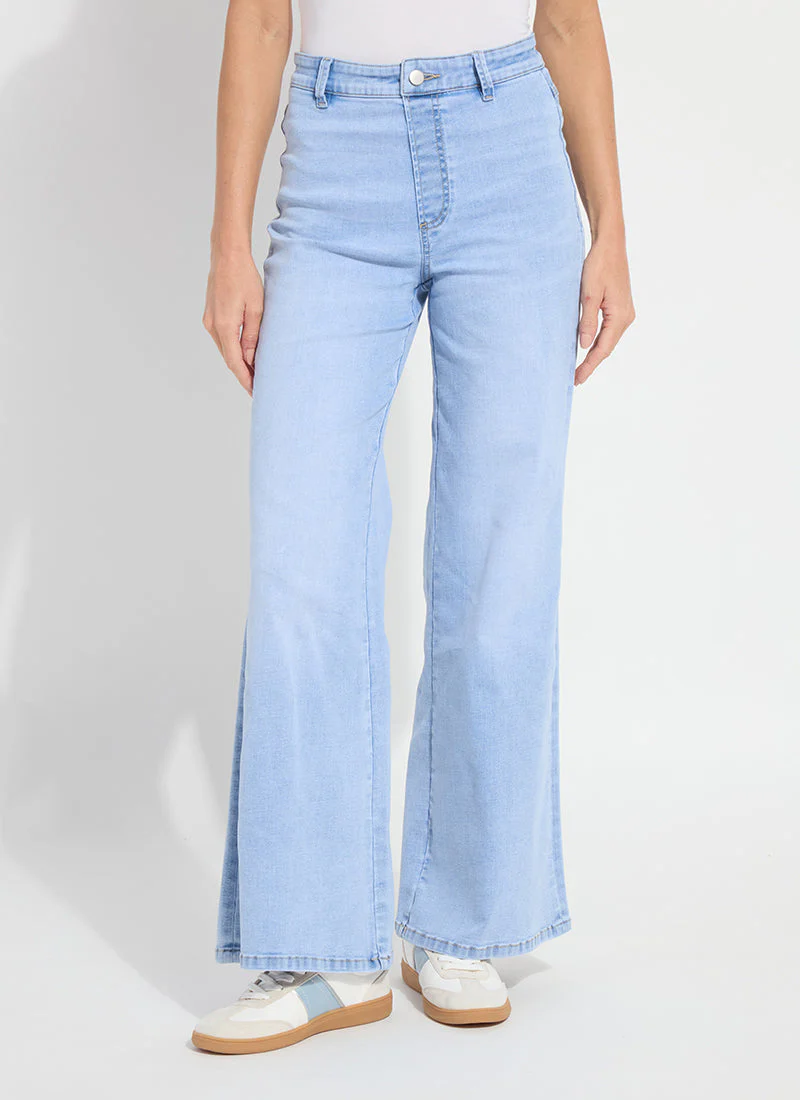 Iris Wide Leg Jeans in Bleached Blue by Lysse