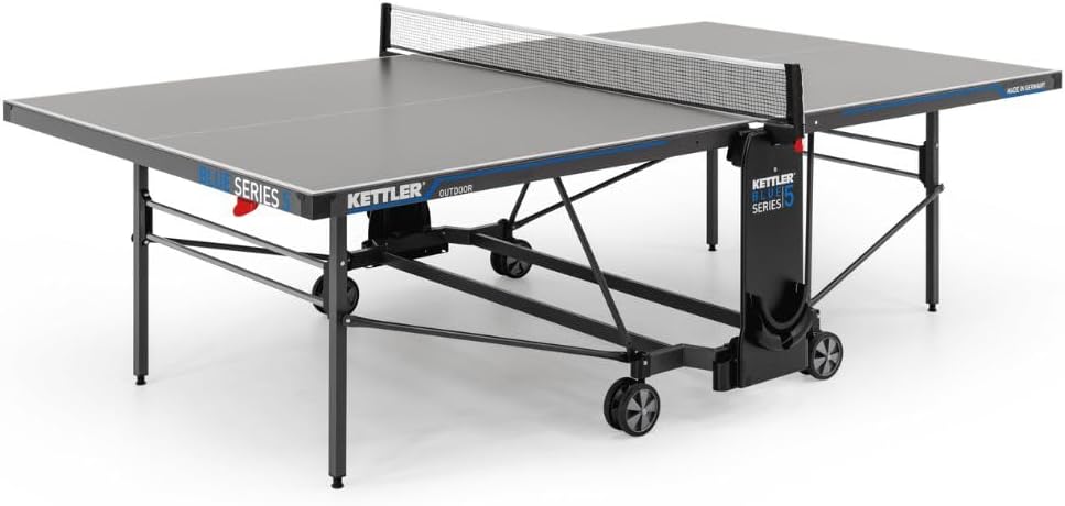 KETTLER K5 Outdoor I tavolo da ping pong professionale per esterni I qualità torneo I robusto pannello in resina I melaminica da 5 mm I con strato protettivo antigraffio I Made in Germany