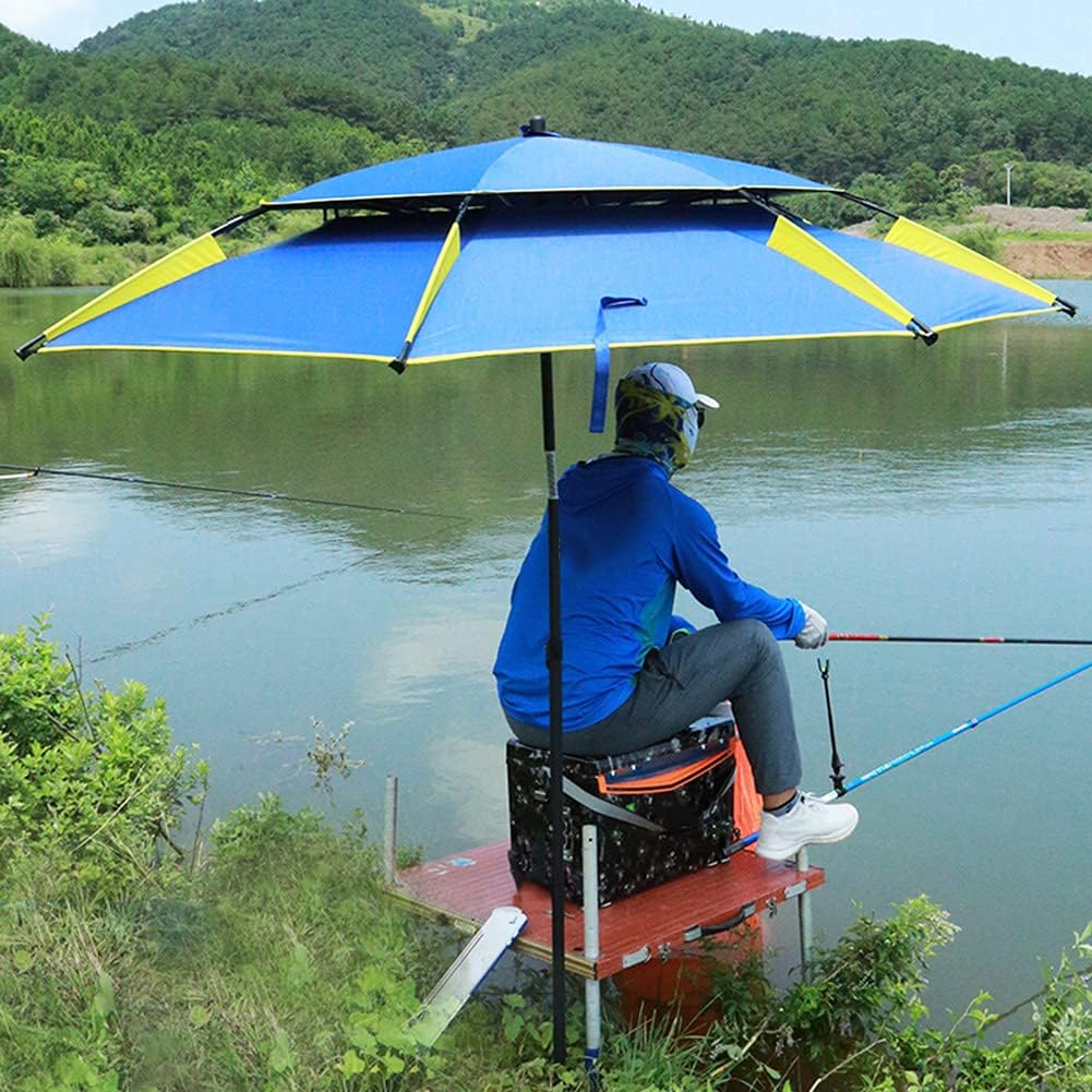 Garten Parasols Garten Parasol, doppelte Schichtfischen für Picknick -Außenpool -Hinterhof -Pool, 2,2 m/7,2 Fuß tragbarer Regenschirm mit 360o -Rotationsvorrichtung, bieten gute Sonnenschutz im Freien