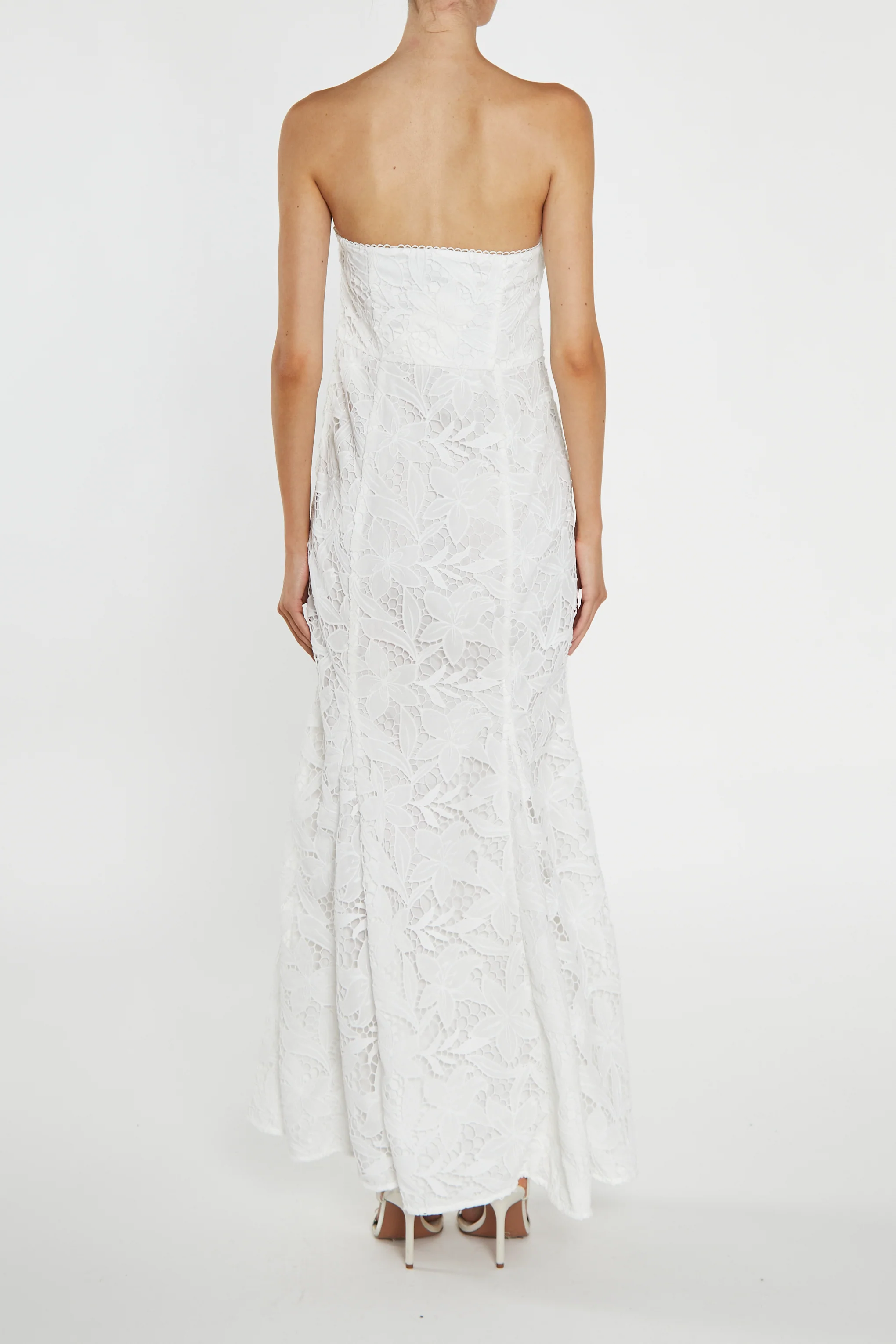 Camille White Strapless Button-Down Maxi Dress