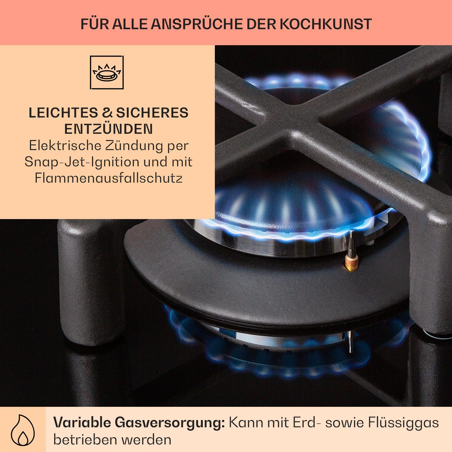 Gas-Kochfeld Illuminosa Domino