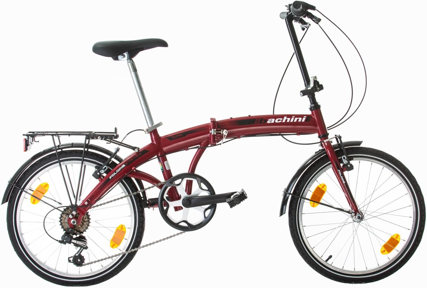 Multibrand Folding 20 pouces, Vélo pliant moderne, 6 vitesses, frein V-brake, Garde-boue, Sonnette, Porte-vélos, pour adultes et adolescents, convient de 155 cm à 185 cm